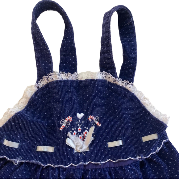 Vintage Baby Unbranded Overalls 18M Blue White - Picture 3 of 4